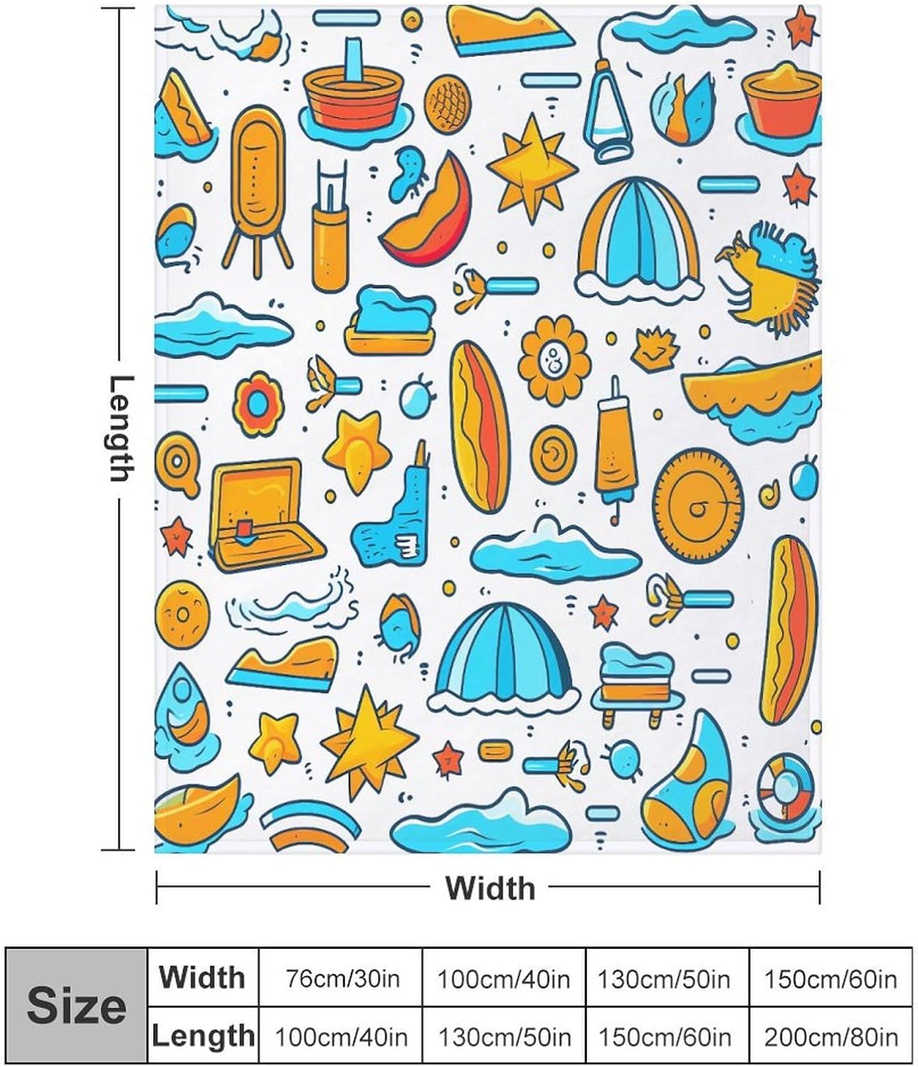 Beach Themed Graphics Throw Blanket for Couch Super Soft Warm Lightweight Throw Blankets Cozy Flannel Bed Blanket Cute Decorative Blankets for All Seasons Home Decor Gift 30"*40"（76 * 100cm）