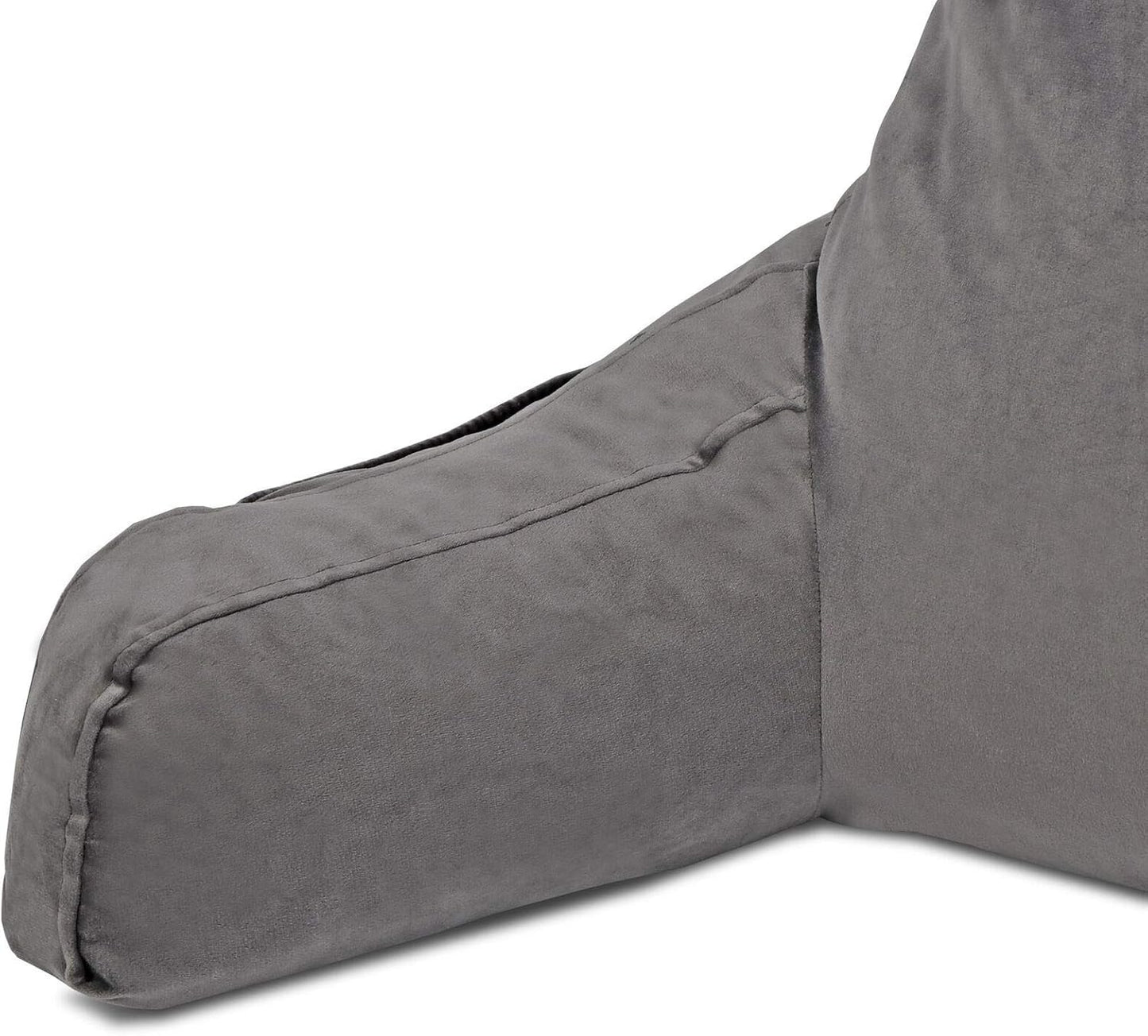 Plush Backrest Pillow Bed Cushion Support Reading Back Rest Arms Chair Grey