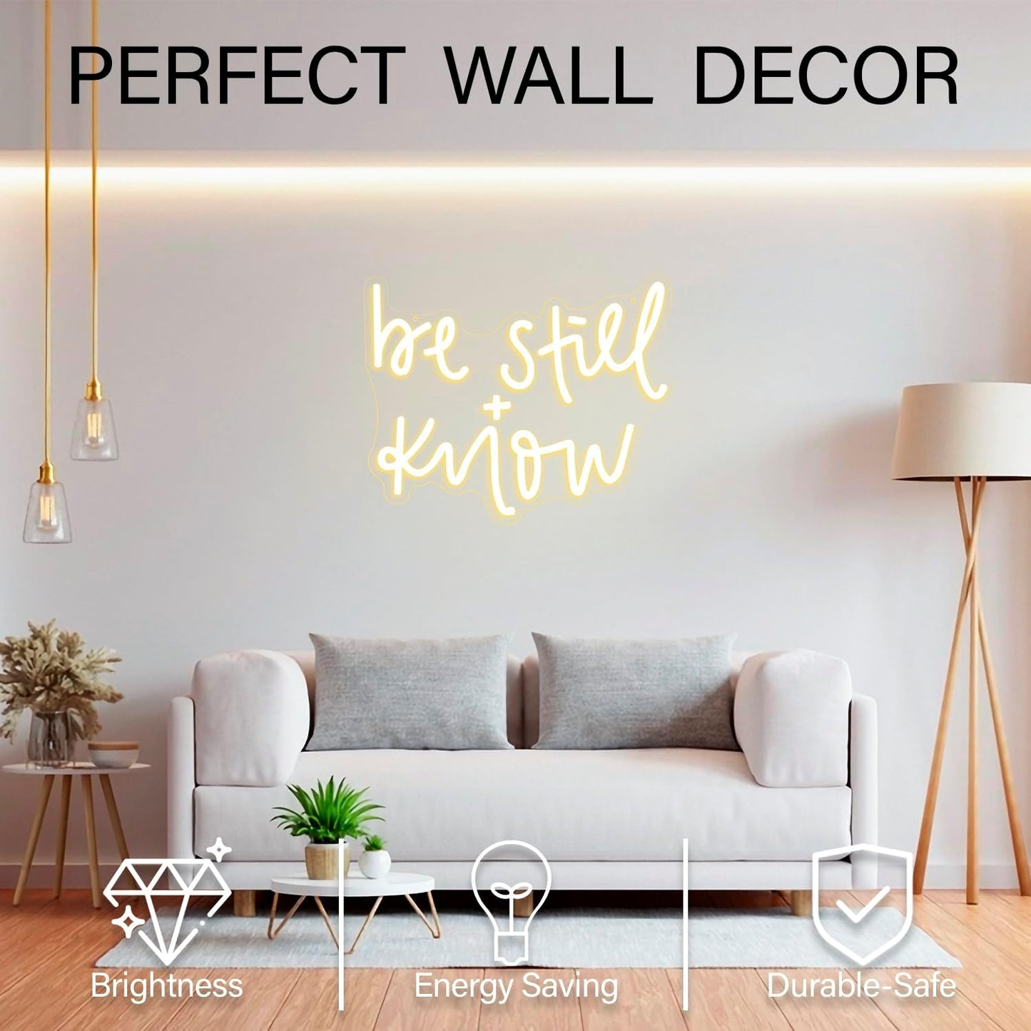 Be still and Know Neon Sign Dimmable Neon Signs for Wall Decor Inspirational LED USB Light Up Sign for Christian Home Decor Jesus Wall Art Bedroom Living Room Be Still And Know That I Am God Gifts