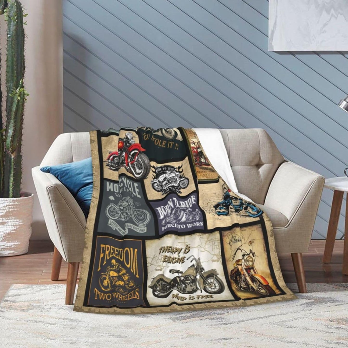 Motorcycle Gifts for Men and Women Throw Blanket for Couch Sofa Bed Plush Throw Fleece Blanket Soft Cozy Bedding for Kids and Adults Bedroom 80x60 Inch