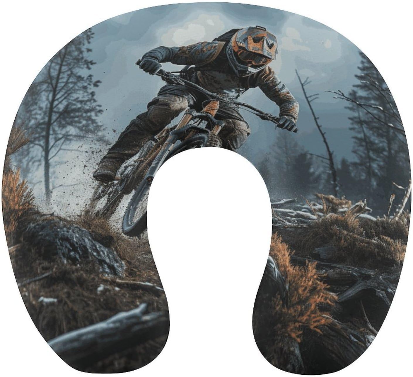 Mountain Bike Tournament Neck Pillow Memory Foam U Shaped Pillows Portable Pillows for Shoulder Travel Head Support Pillow with Concealed Zipper for Airplane Car Home Office