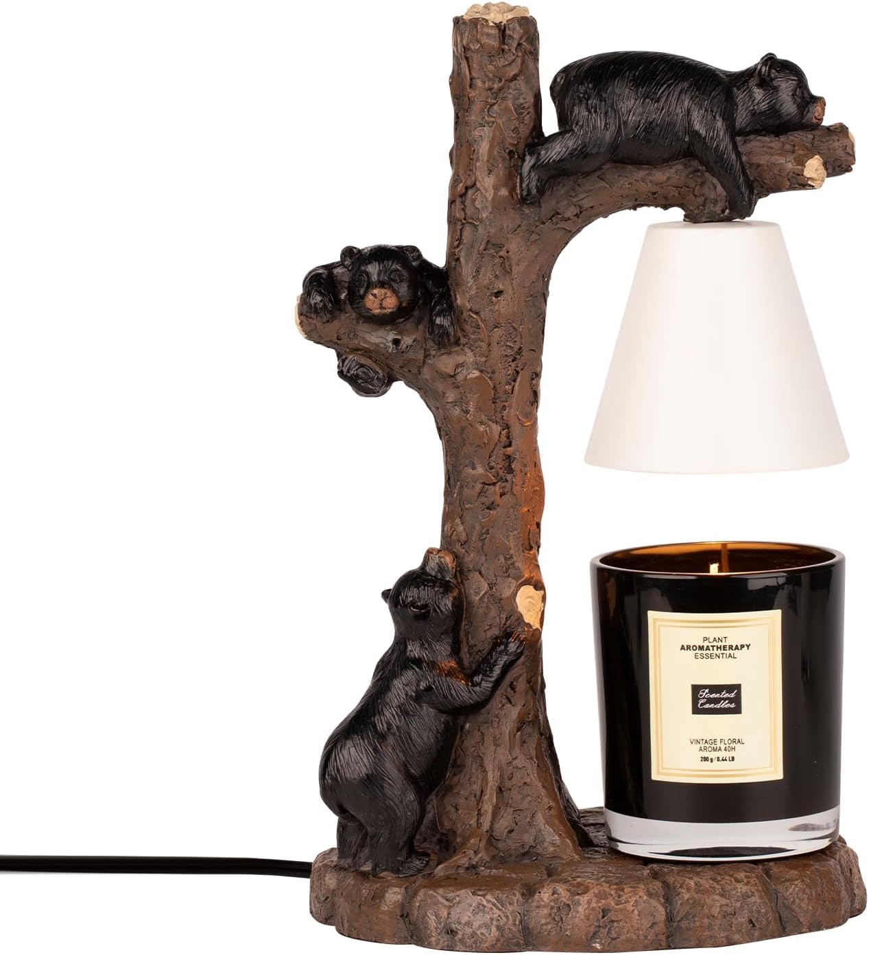 Adorable Bear-Themed Candle Warmer Lamp – Handcrafted Design with Timer & Dimmer, Includes 2 Free Bulbs ， Home Decor & Scented Wax Melting