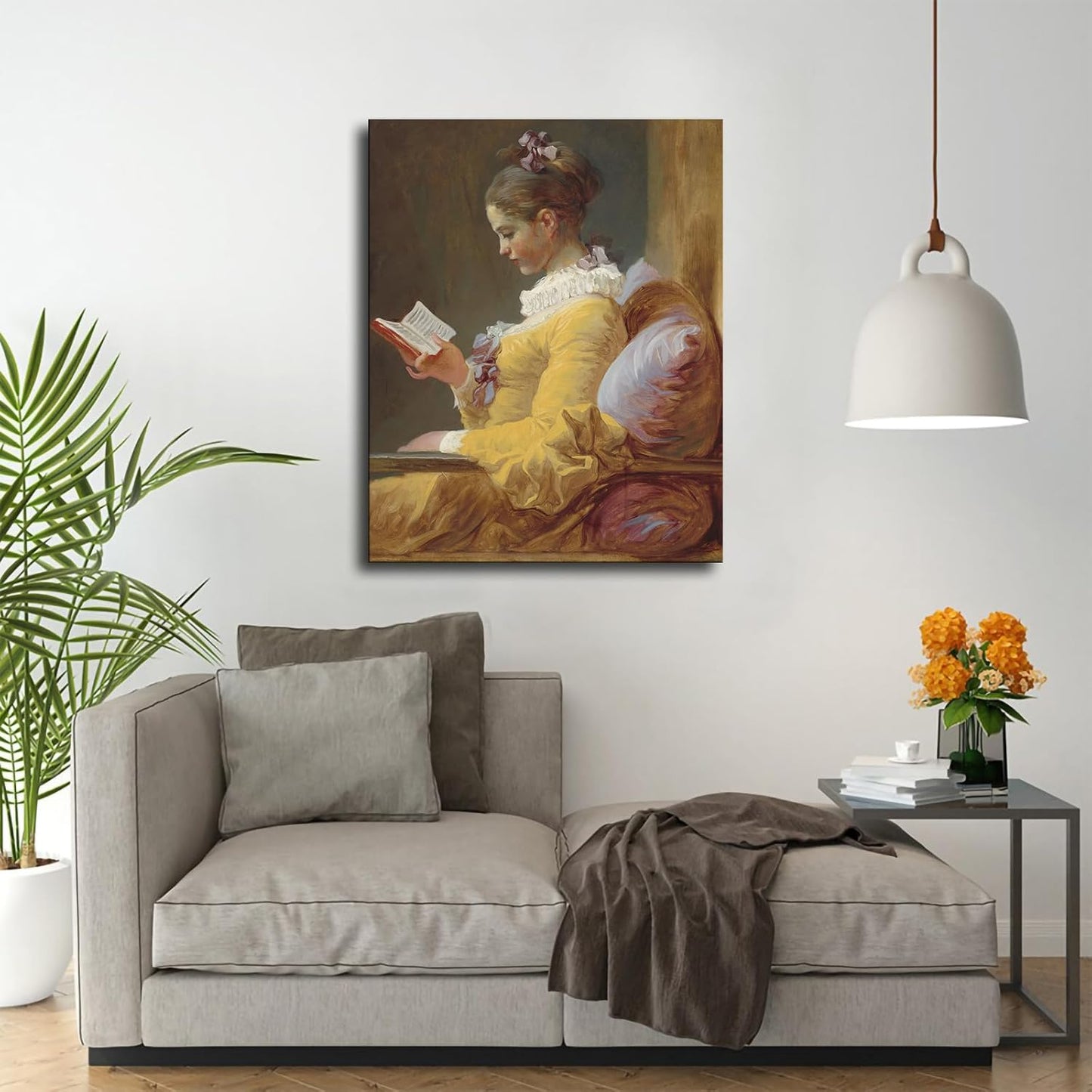 Young Girl Reading Poster Canvas Painting Wall Art Picture Gift Bedroom Home Aesthetic Decoration (Unframed,08×10inch)
