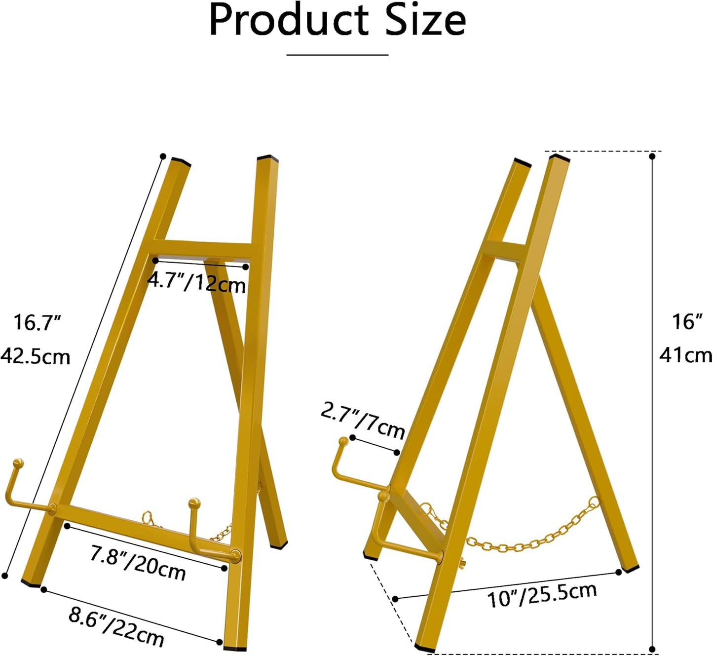 Table Top Easels for Display, Metal Small Easel Stand for Display Tripod Art Picture Mirror Modern Plate Holder Floor Stands for Display Book Photo Wedding Sign(Gold)