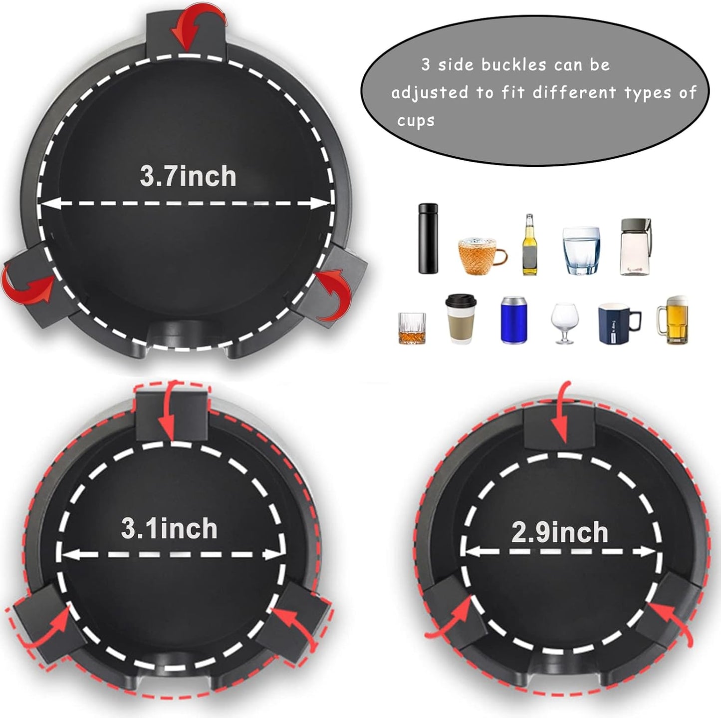 Adjustable Drink Holder Desk Cup Holder with Anti-Slip Base Perfect for Table Use Multi-functional Cup Holders for Drinks Ideal for Home Office Study Durable and Stable Design Desk Accessories (Black)