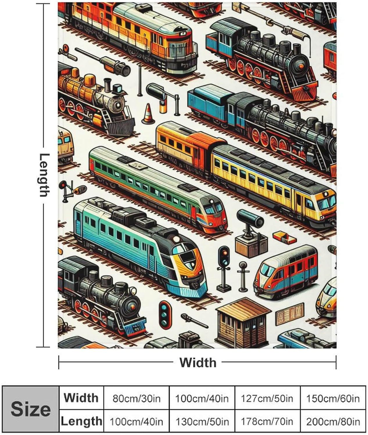 Soft Flannel Train Blanket - Warm Throw Blankets for Teens, Adults, Women, Men - All Season Lap, Chair, Sofa - 70"x50"