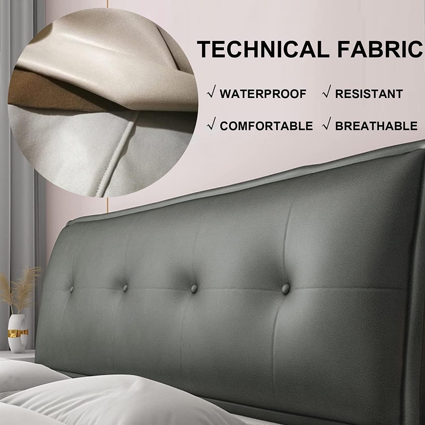 Headboard Cushion Reading Pillow Back Support Bed Large Adult Backrest Wedge Lounge Positioning Bedrest Bolster(Size:No headboard 59"/150cm,Color:A)