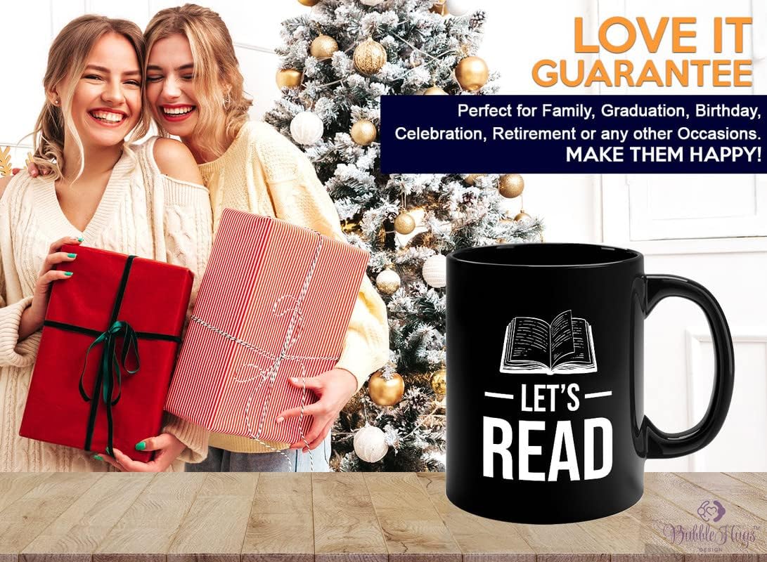 Book Lover Coffee Mug 11oz Black - Let's Read - Ideal Literary Gift for Readers & Bookworms Librarian Book Nerd Gifts