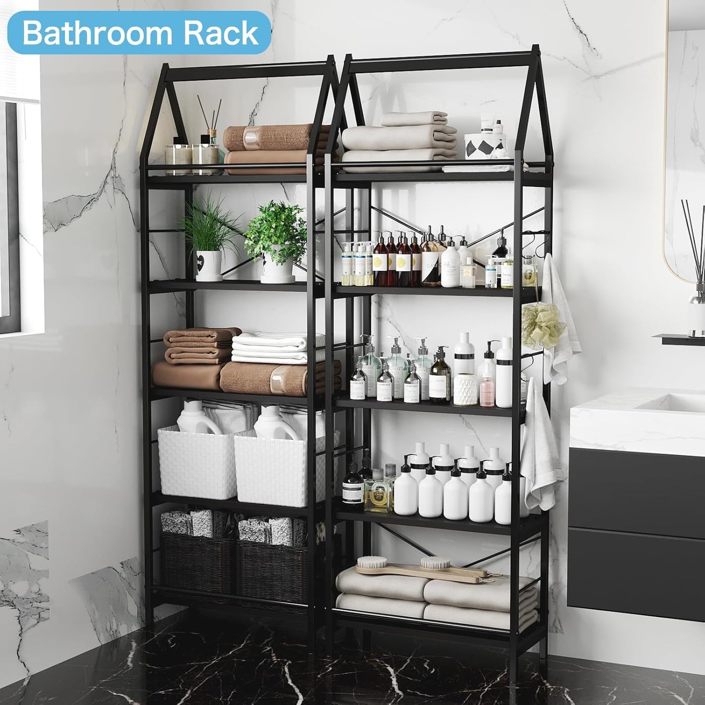 5-Tier Bookshelf, Standing Shelf Units,Tall Standing Bookcase, Modern Display Shelf Unit Storage Organizer Rack for Study Room Home Office,Black