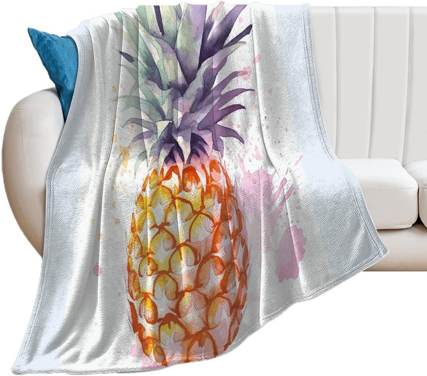Pineapple Blanket Super Soft Lightweight Throw Blanket Cute Cozy Warm Bed Blanket Decorative Fuzzy Blanket All-Season Home Decor Gift for Sofa Couch Living Room 40"*50" （100 * 130cm）