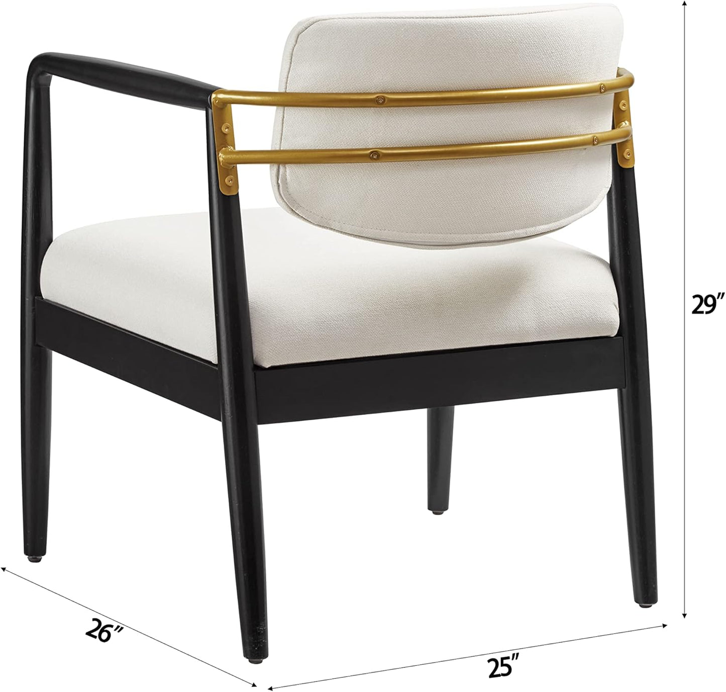 Ball & Cast Modern Accent Chair Upholstered Club Chair Comfy Side Armchair with Wooden Frame, Ivory