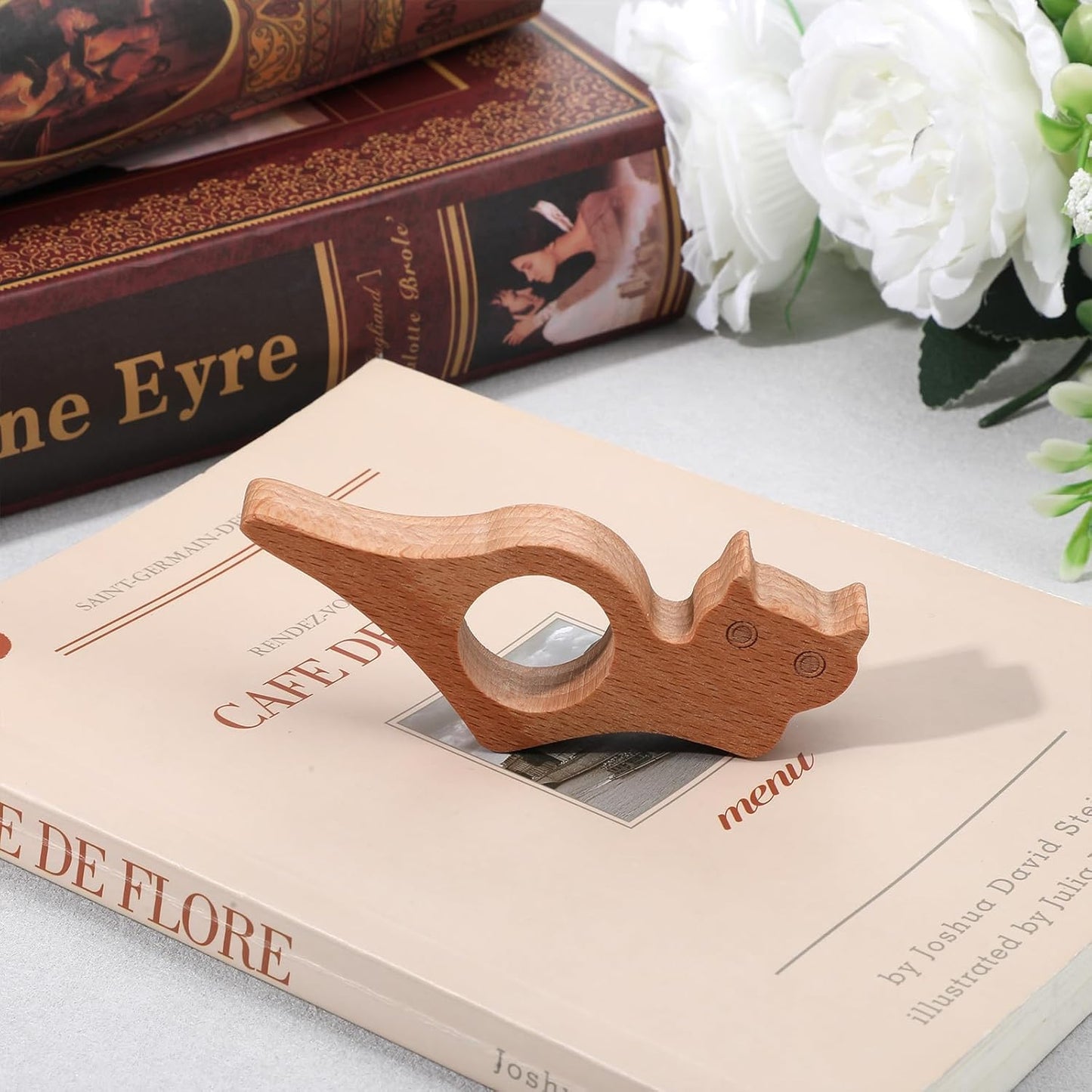 Cat Wooden Thumb Book Page Holder Book Opener Holder for Reading Large Hole Wood Cat Bookmark Thumb Page Holders Gifts Accessories for Reading Lovers