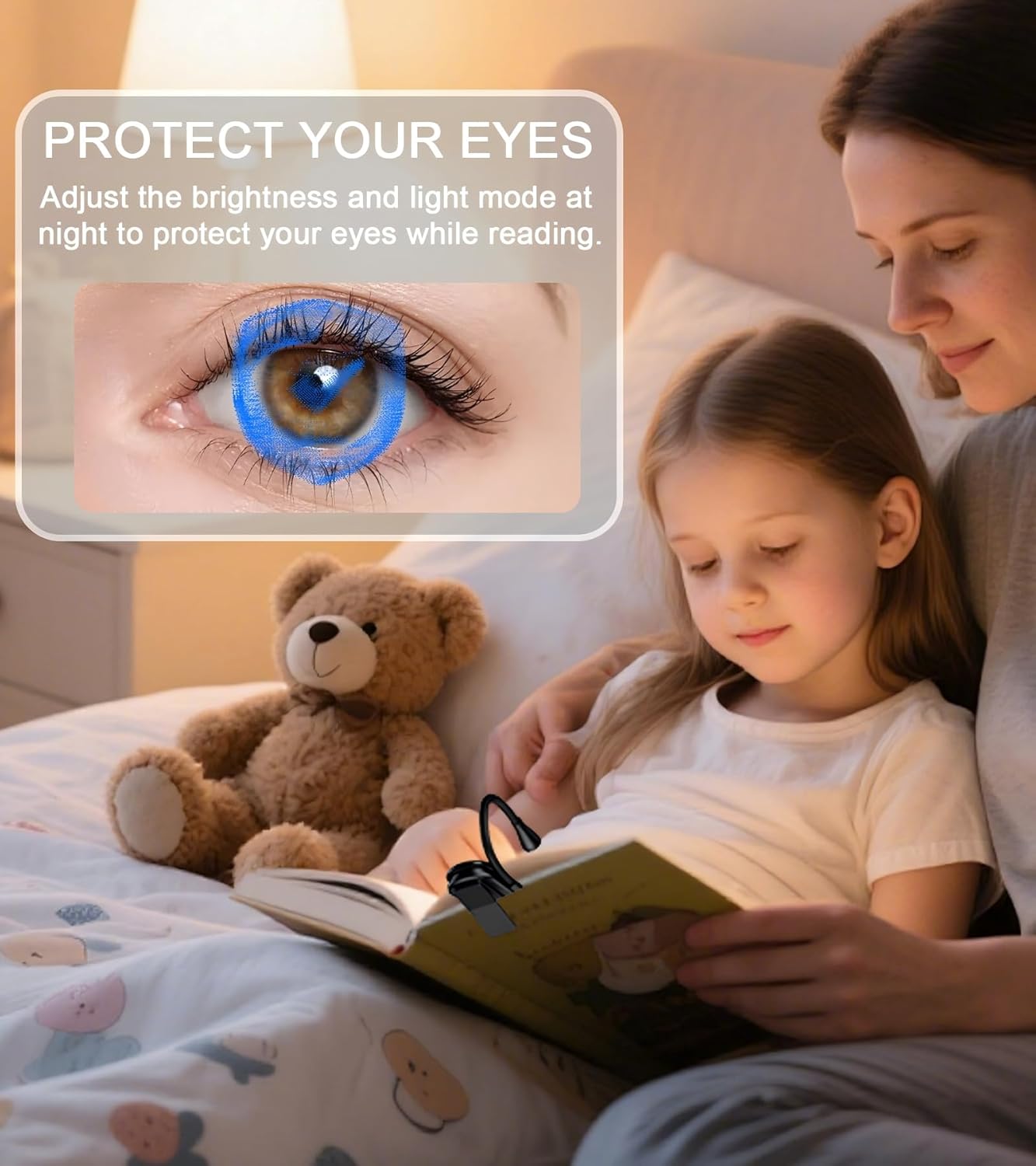 Clip on Book Light, 3 Light Colors and stepless Brightness Adjustment, 360° Flexible, Small Lightweight Clip On Book Reading Light for Studying and Reading