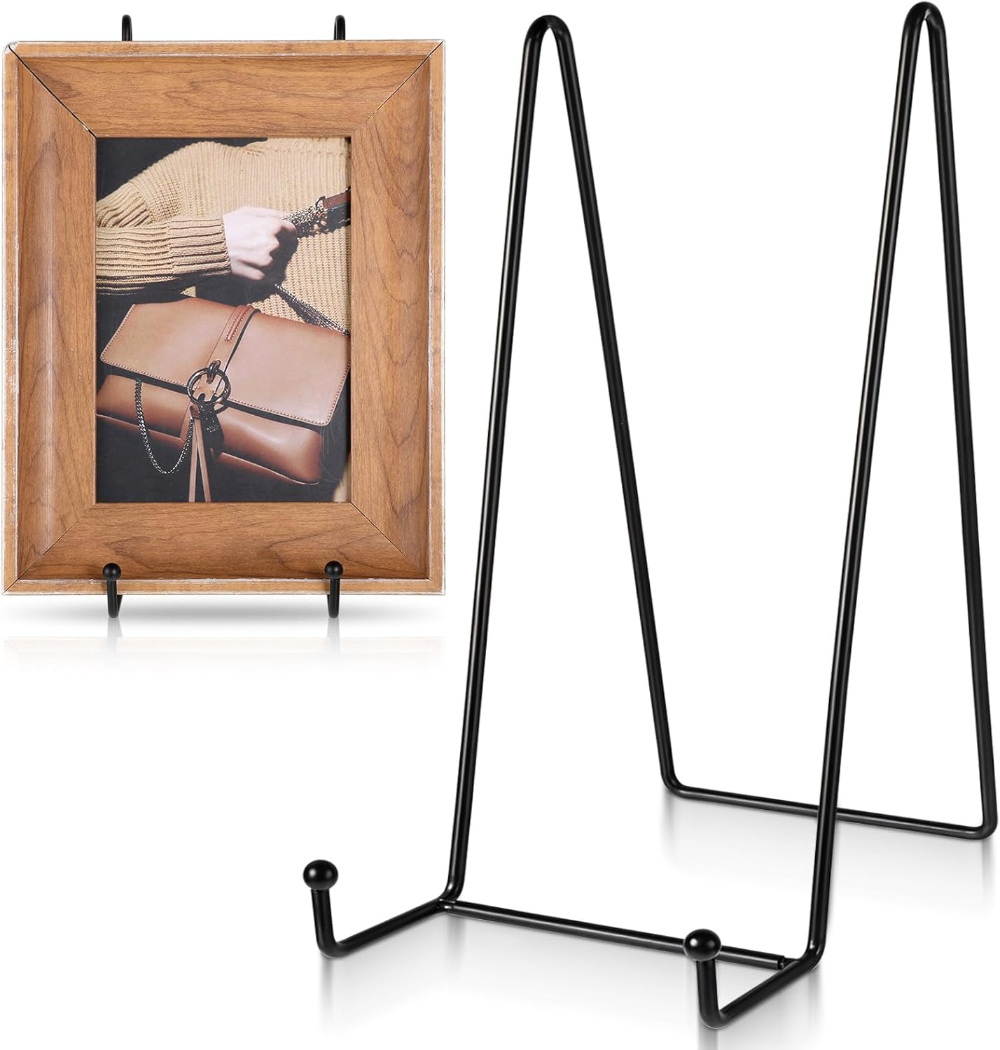 6 Pack 10 Inch Large Plate Stands for Display, Plate Holder Display Stand, Metal Black Picture Stand, Large Metal Black Frame Stands for Books, Plaques, Photo Frame, Photo Easel
