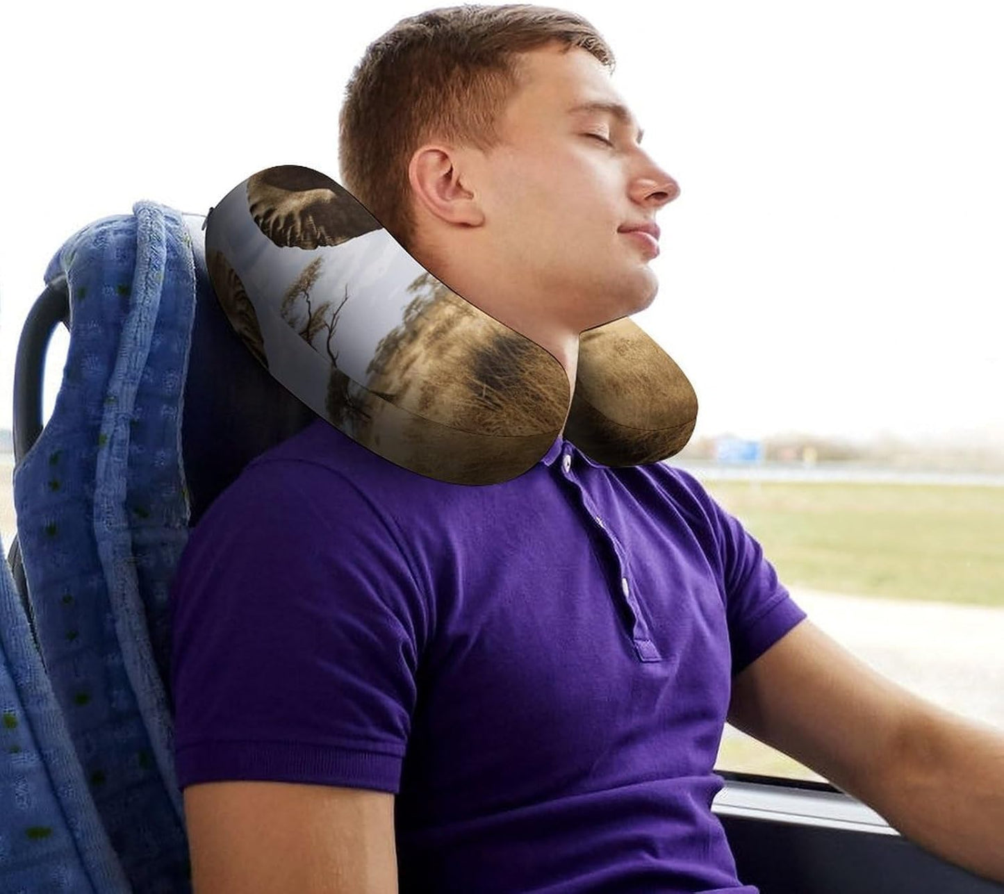 Elephant Neck Pillow Memory Foam U Shaped Pillows Portable Pillows for Shoulder Travel Head Support Pillow with Concealed Zipper for Airplane Car Home Office