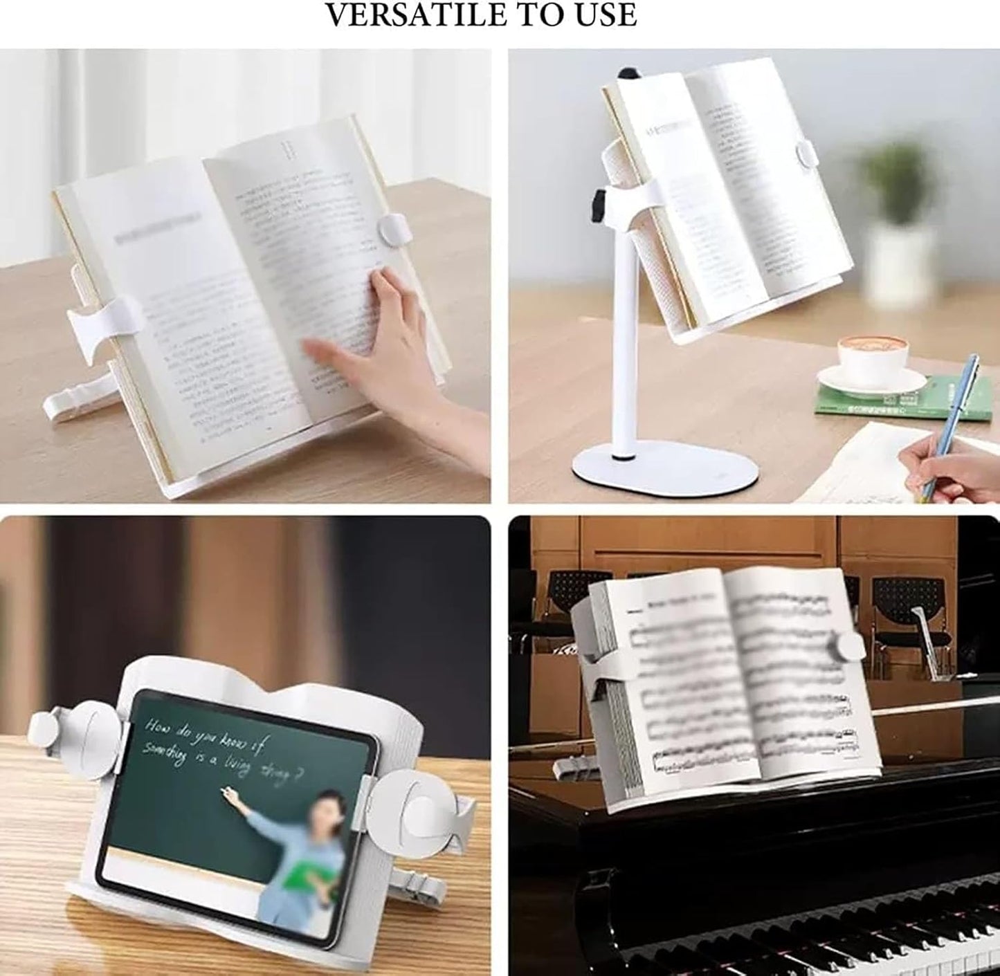 Book Stand for Reading Portable Book Holder with USB Light Adjustable Cookbook Stand for Recipe Laptops Stand for Tablet Book Holder Stand for Reading Writing