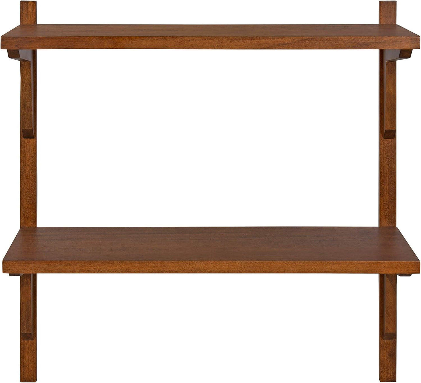 Kate and Laurel Meridien Mid-Century Wall Shelves, 24" x 8" x 24", Walnut, Transitional Wall Decor and Storage