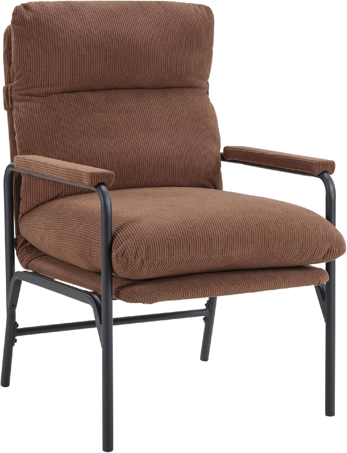 Modern Recliner Chair with Adjustable 3-Level Backrest & Removable Corduroy Cushions - 396 lbs Capacity Metal Frame Lounge Chair for Living Room, Bedroom, Office - Ergonomic Reading & Gaming Seat