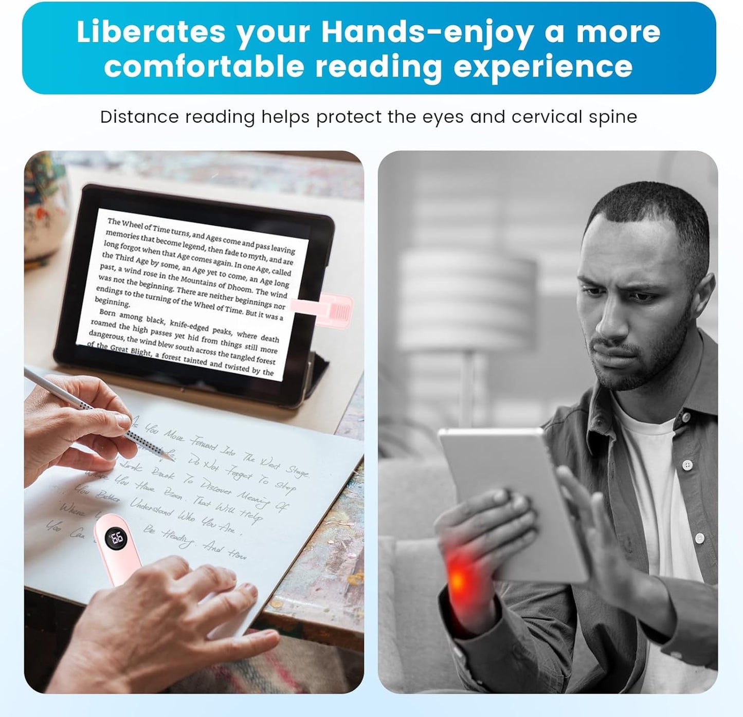 Page Turner for Kindle Paperwhite, RF Remote Control Clicker Page Turner Kindle Accessories for iPhone,iPad, Android Tablets Reading Novels,Camera Video Record&Shutter Selfie (Pink)
