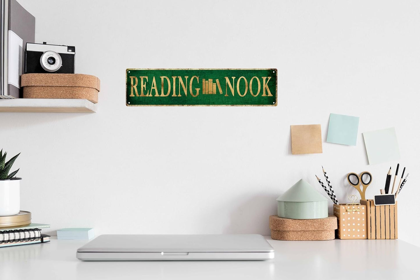 Vintage Reading Nook Metal Tin Sign 4x16 in Rustic Perfect for Home Cabin Porch or Bedroom Decor Ideal Holiday Gift Home Wall Art Decor