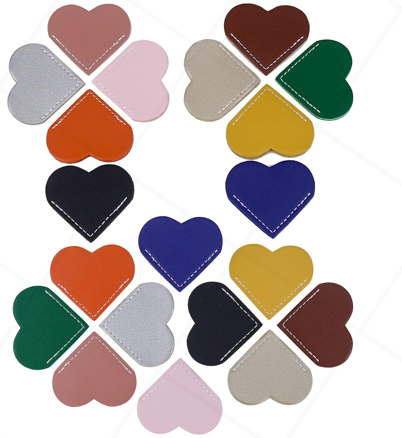 20 PCS Leather Heart Bookmark Heart Page Corner Handmade Bookmark Leather Reading Cute Bookmarks Accessories for Women Bookworm Present Book Lovers (10 Elegant Colors) 2.24x2.17inch