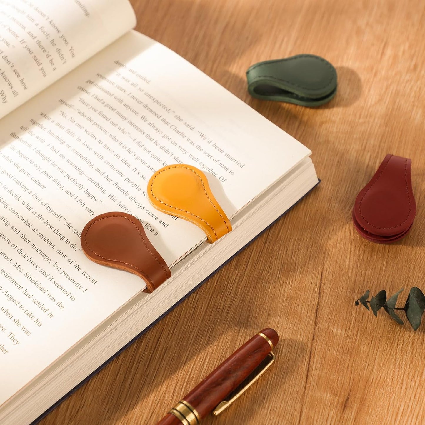 MrCrafts Leather Magnetic Bookmark, Vintage Bookmarks for Reading, Book Mark, Book Accessories, Gifts for Women, Book Lovers, Family, Friends, Kids, Readers, Student (Brown)