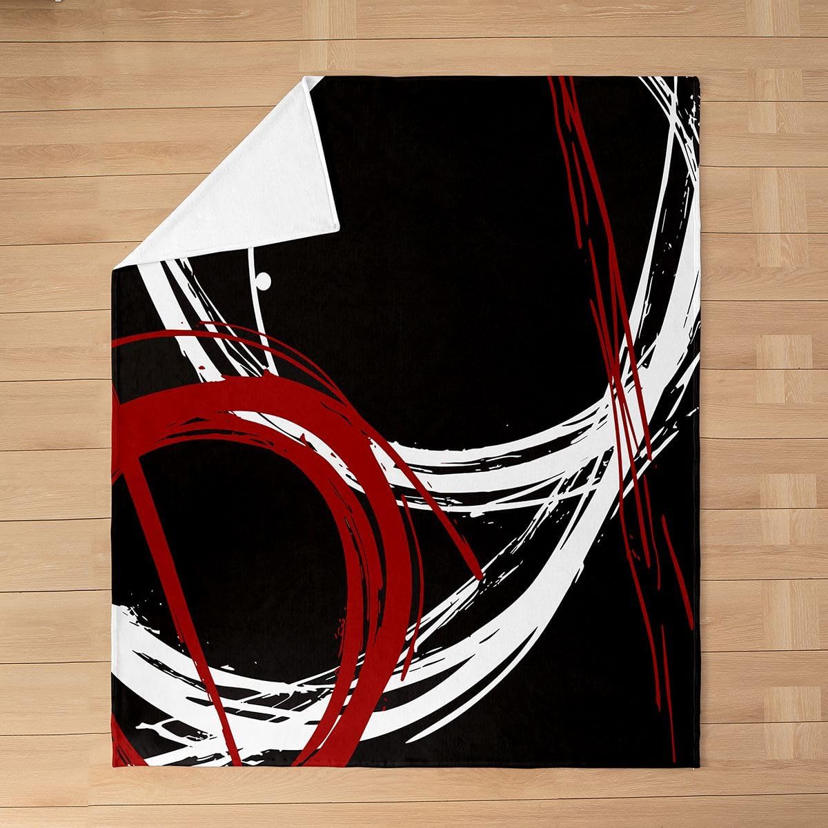 Feelyou Red and Gray Black White Fuzzy Blanket Kids Modern Abstract Geometric Bed Throw Blanket Women Men Trippy Swirl Decor Fleece Throw Blanket Microfiber Stripe Line Bedroom 40"x50"