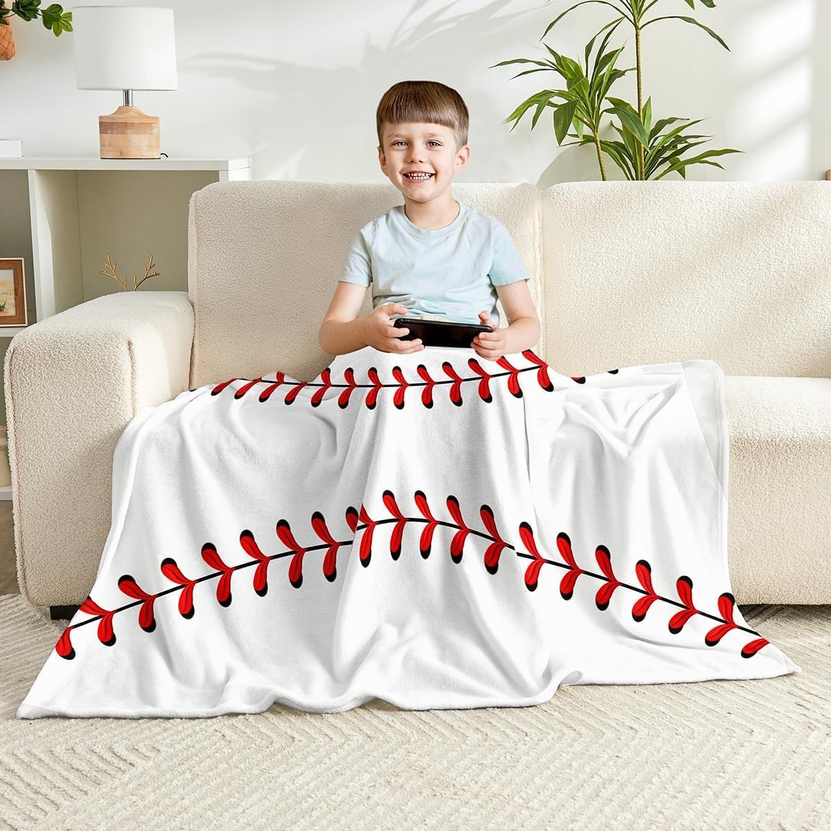 Wajade Baseball Blanket for Boys Adults Baseball Gifts for Kids 1-12 Soft Fleece Throw Blanket for Bedroom Living Rooms Sofa Couch Sports Fan Gifts for Kids Dads Coaches 50"x60"
