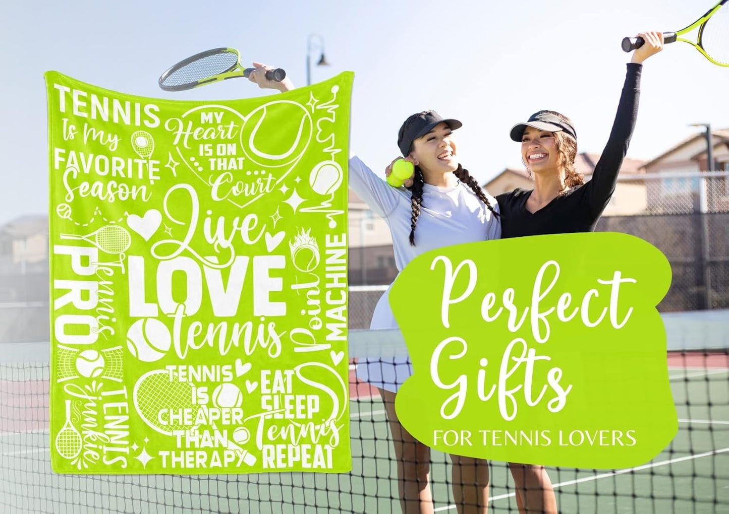 InnoBeta Tennis Gifts: Tennis Themed Throw Blanket for Men, Women, Boys, Girls & Players