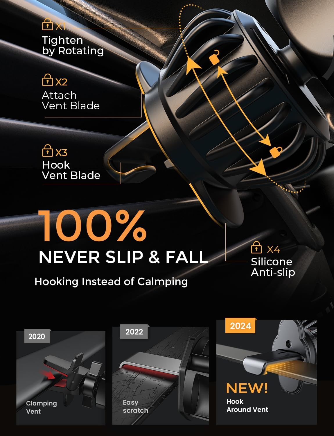 AINOPE Car Vent Phone Mount Holder for iPhone 17 Pro Max Car Mount [Drop-in Grip] Phone Holders for Your Car Air Vent Interior Accessories Gifts for Men for iPhone 17 Pro Max 16 15 14 Galaxy S26