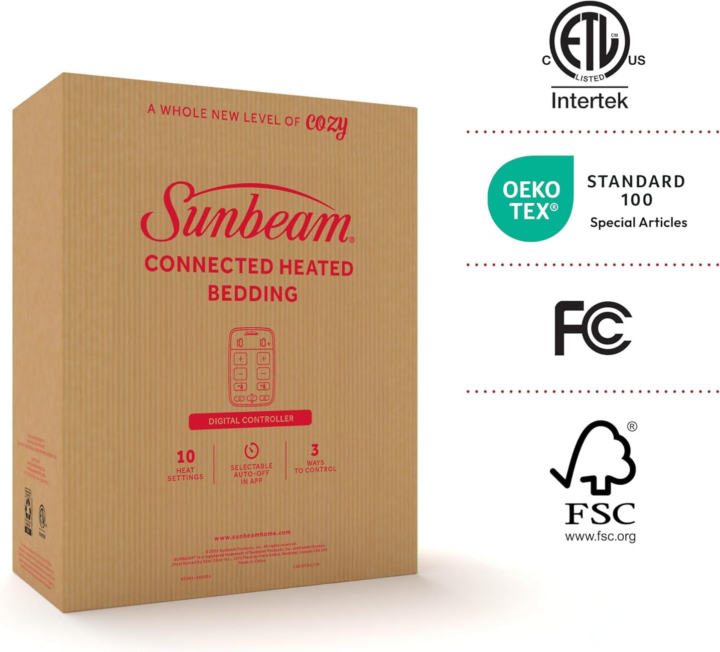 Sunbeam LoftTec Wi-Fi Connected Heated Blanket, Electric Blanket, 10 Heat Settings, King Size, Slate Gray