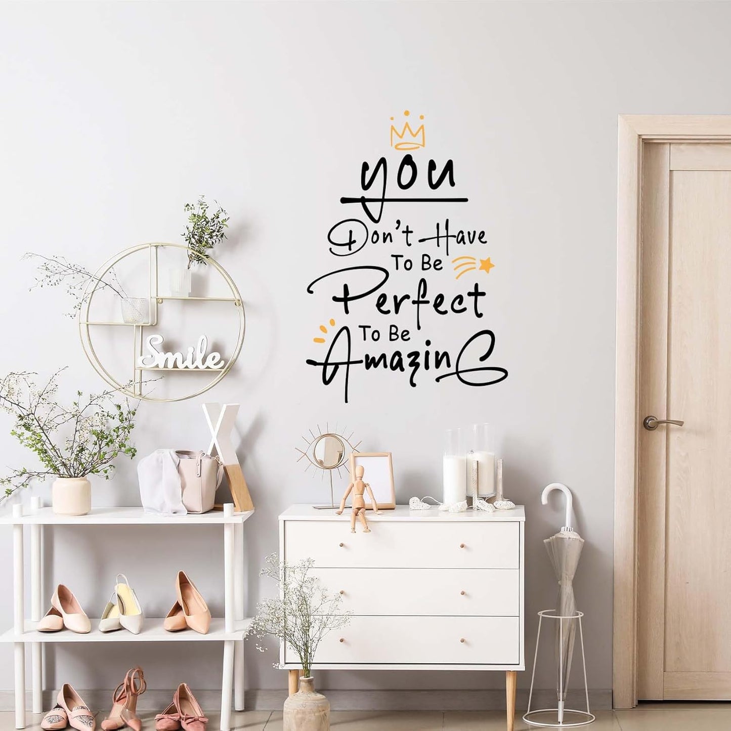 CEYAZYE Motivational Stickers - You Don't Have to Be Perfect to Be Amazing Wall Decals Peel and Stick, Inspirational Quotes Vinyl Stickers, 17×24 inch Wall Decor for Living Room Bedroom Office