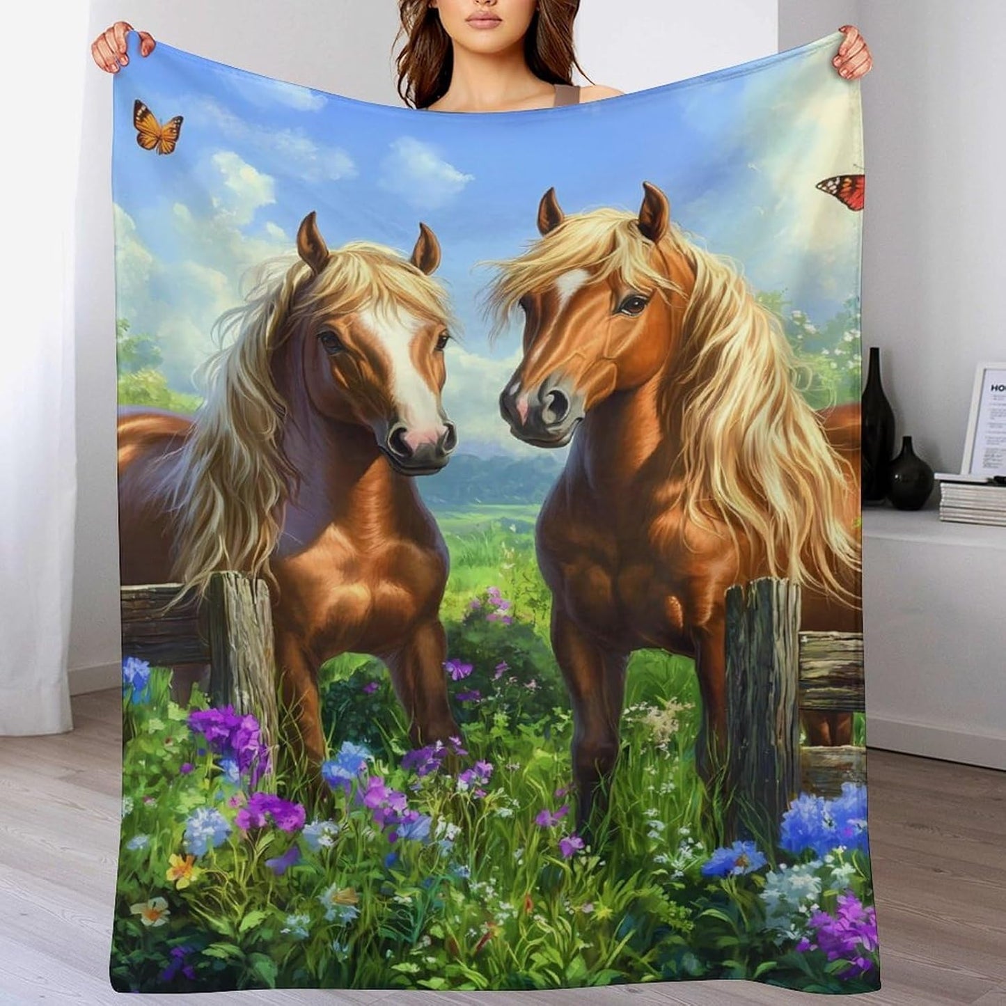 Horse (1) Throw Blanket for Couch Bed Plush Cozy Fuzzy Flannel Blanket for All Season 40"x60"
