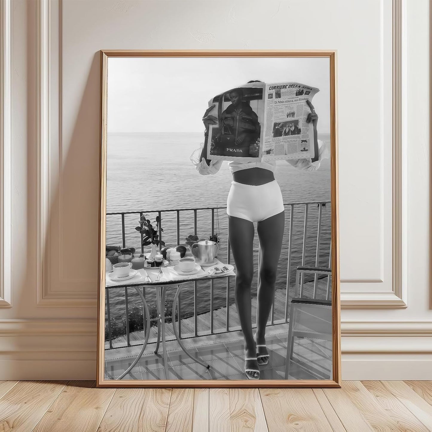 Vintage Black And White Poster Fashion Apartment Wall Art Retro Women Wall Art Modern Feminine Woman Reading Newspaper Print 16x24 Inch UnFramed for Living Room Bedroom Dorm Office Bar Home Decor