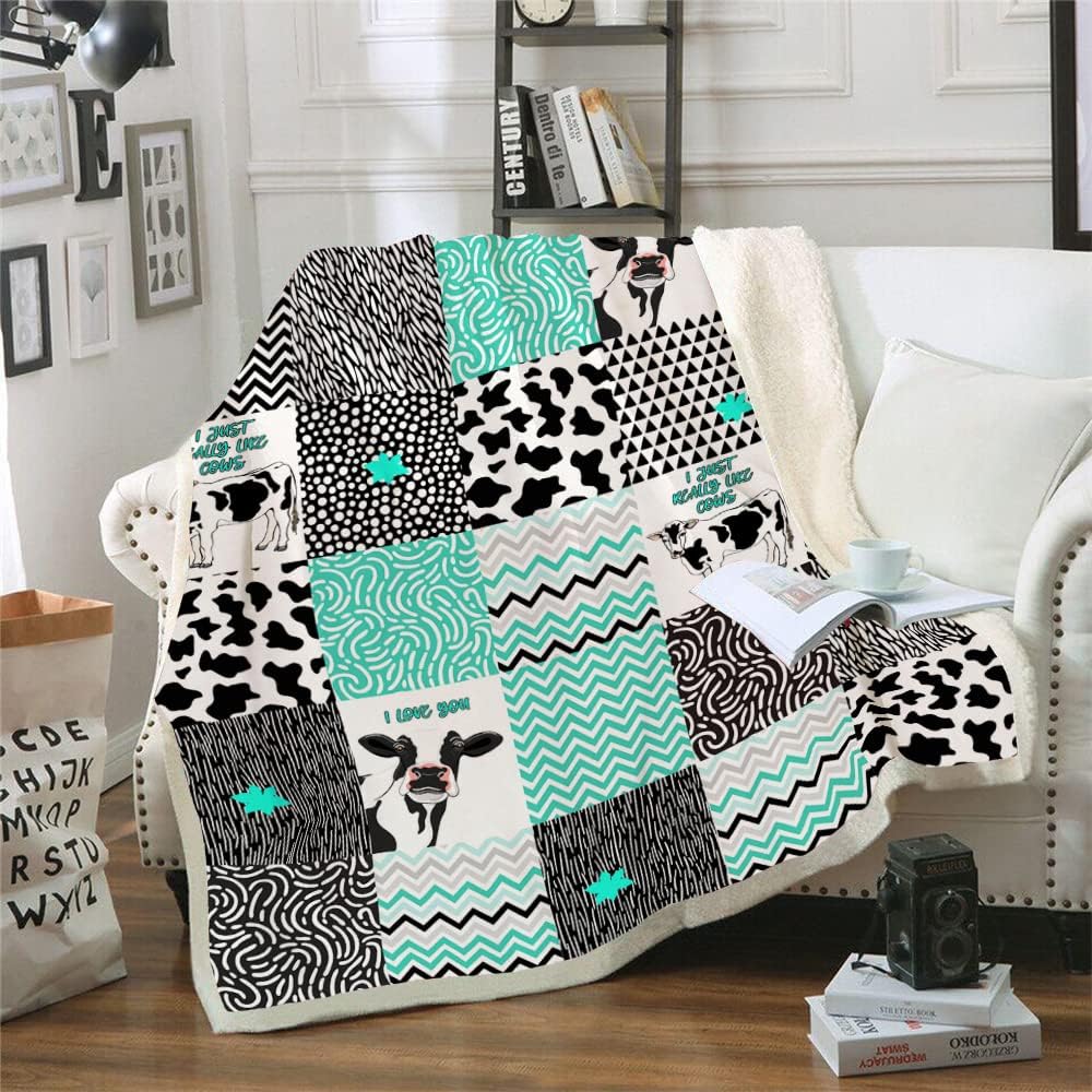 Cow Decor Bedding Throw - Soft Print Queen Size Blanket for Girls & Women - Valentine's Day Gift - 60"x80" (cow3)