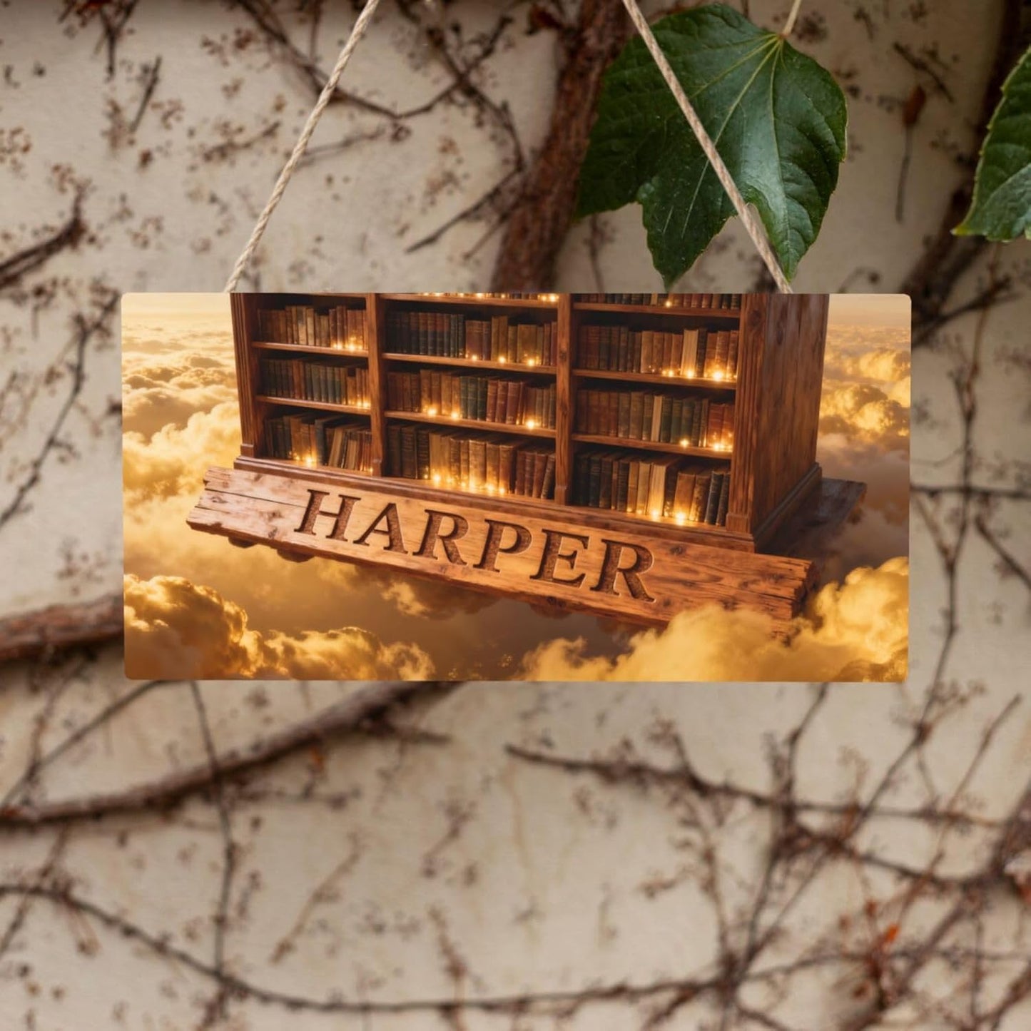 JugJug Personalized Floating Library Name Sign - Custom Bookshelf Wooden Plaque Wall Art - Gift for Book Lovers, Readers - Reading Nook, Home, Bedroom, Office Decor