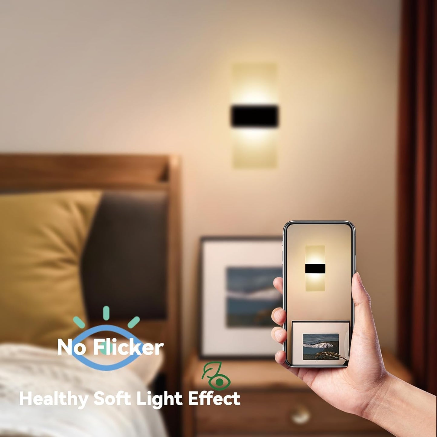 Battery Wall Sconces, Acrylic Bedside LED Wall Lamps Set of Two for Living Room Bedroom Hallway,USB Rechargeable Battery Operated Cordless Night Light,Touch Control,Warm Light Dimmable