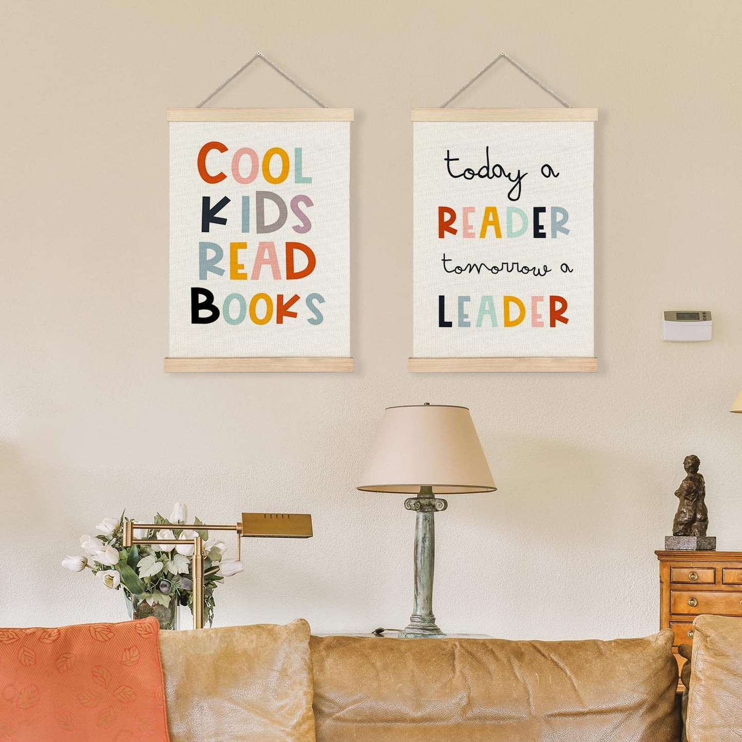 LUVADIAN Cool Kids Read Books Poster Hanger Frame, Classroom Wall Decor, Reading Corner Decor for Classroom, Reading Nook Decor, Kids Wall Decor, Reading Posters for Classroom, 12x16 Inches Set of 2
