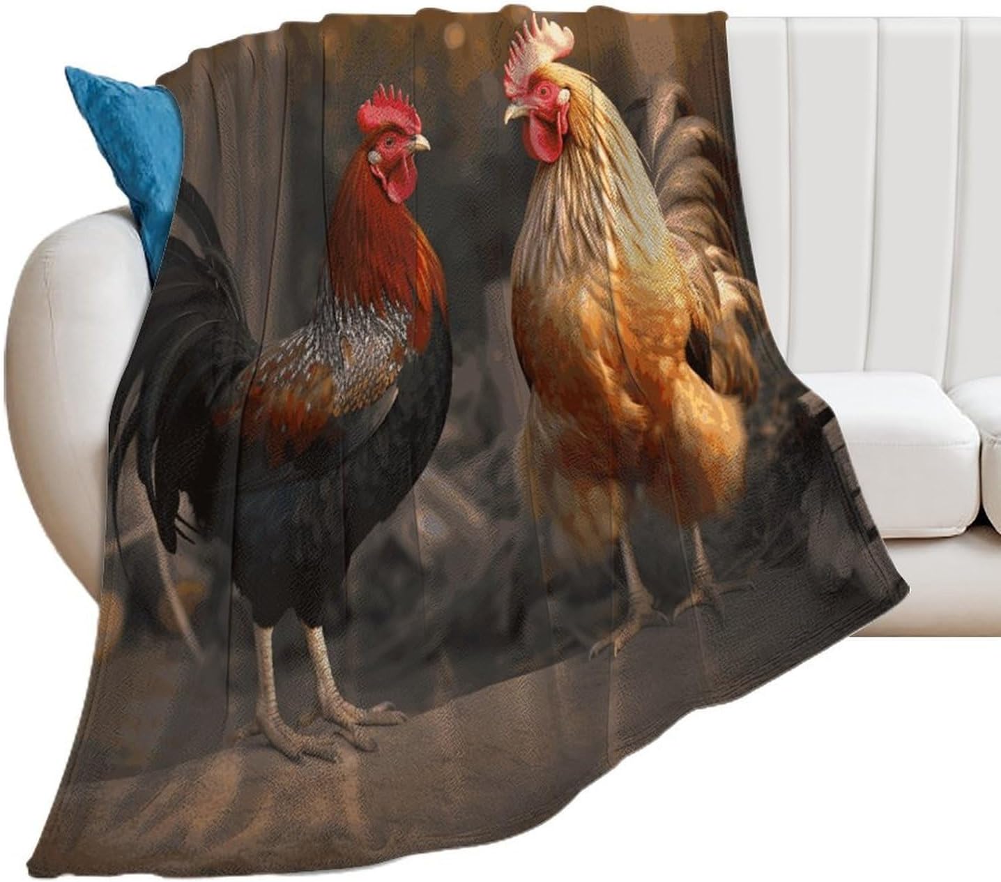 Rooster and Chicken Blanket Super Soft Lightweight Throw Blanket Cute Cozy Warm Bed Blanket Decorative Fuzzy Blanket All-Season Home Decor Gift for Sofa Couch Living Room 40"*50" （100 * 130cm）