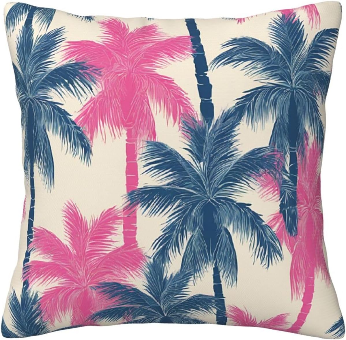 All-Season Square Pillow Covers 18"X18", Palm Tree Pattern, Decorative Throw Pillow Covers for Sofa Bed Couch, Hidden Zipper Cushion Cover, Square Lumbar & Accent Pillowcases for Home Decor