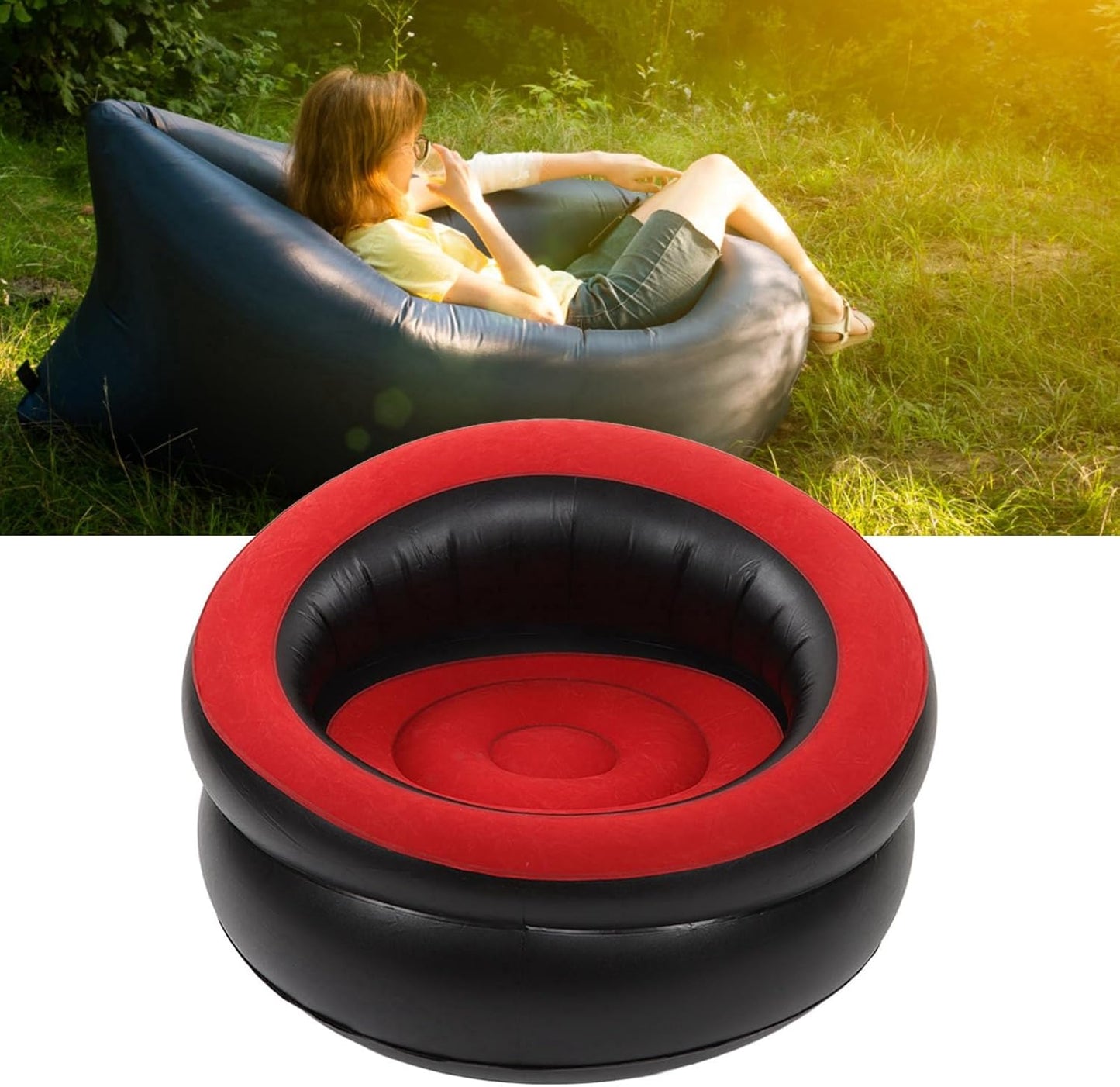Flocking Air Sofa Blow up Chair for Adults Fast Inflation PVC Inflatable Couch Widely Applicable Lightweight Blow up Chair for Adults for Living Room(Red) Surfing Fins