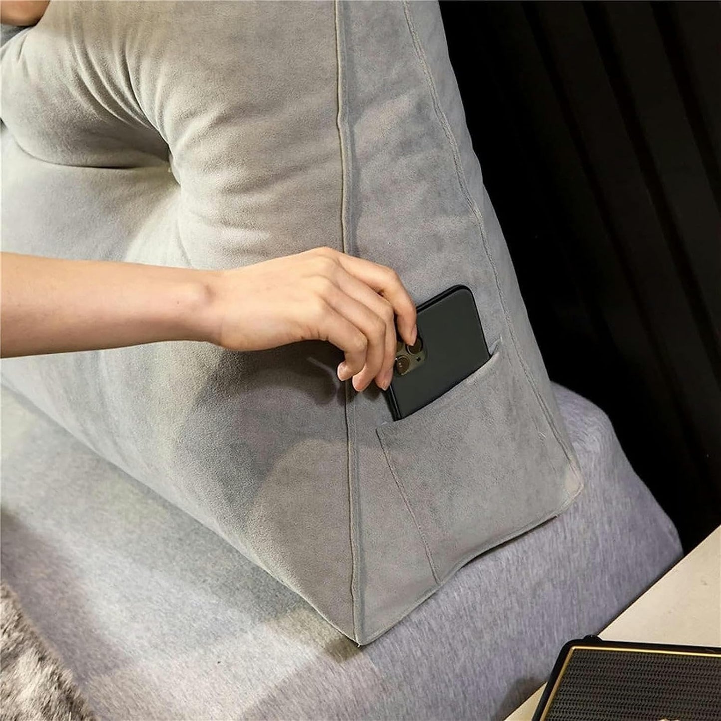 Reading Pillows Velvet Bolster Lumbar Support Back Long Cushion, Solid Color Wedge Headboard Triangular Backrest, PP Cotton Filled Rest Daybed Pillow, Removable Washable, 180cm/70inch