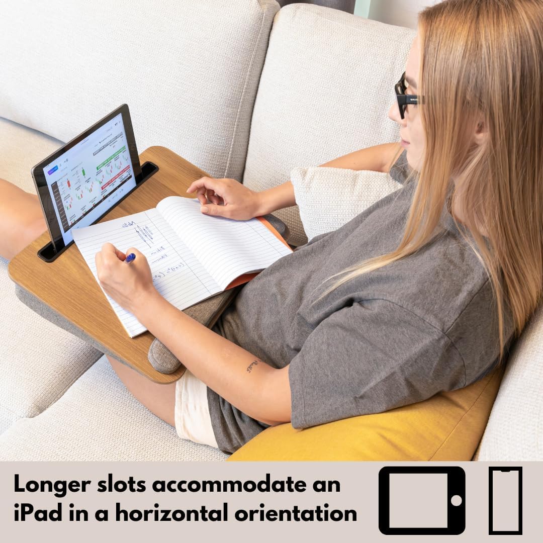 Portable Lap Desk for Laptop with Cushions, Work from Home Solution, Lightweight, Fits up to 15.6 inches Laptop, iPad Tablet and Phone Holder (Medium Size)