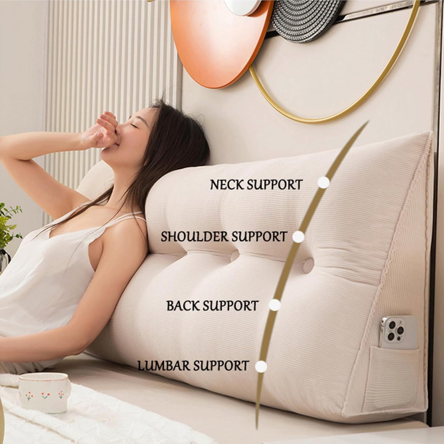 Headboard Wedge Pillow, Queen Headboard Pillow, Positioning Support Bed Rest Reading Pillows, Rest Pillow Large Bolster Cushion Headboard Backrest Wedge Pillow,C,100cm