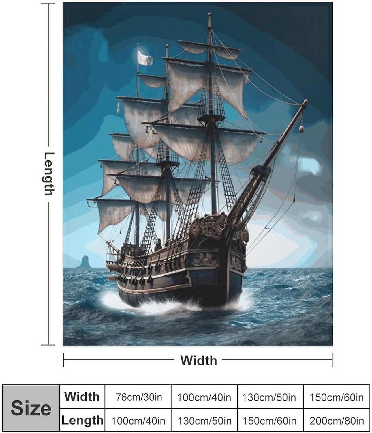 Pirate Ship Blanket Super Soft Lightweight Throw Blanket Cute Cozy Warm Bed Blanket Decorative Fuzzy Blanket All-Season Home Decor Gift for Sofa Couch Living Room 50"*60"（130 * 150cm）