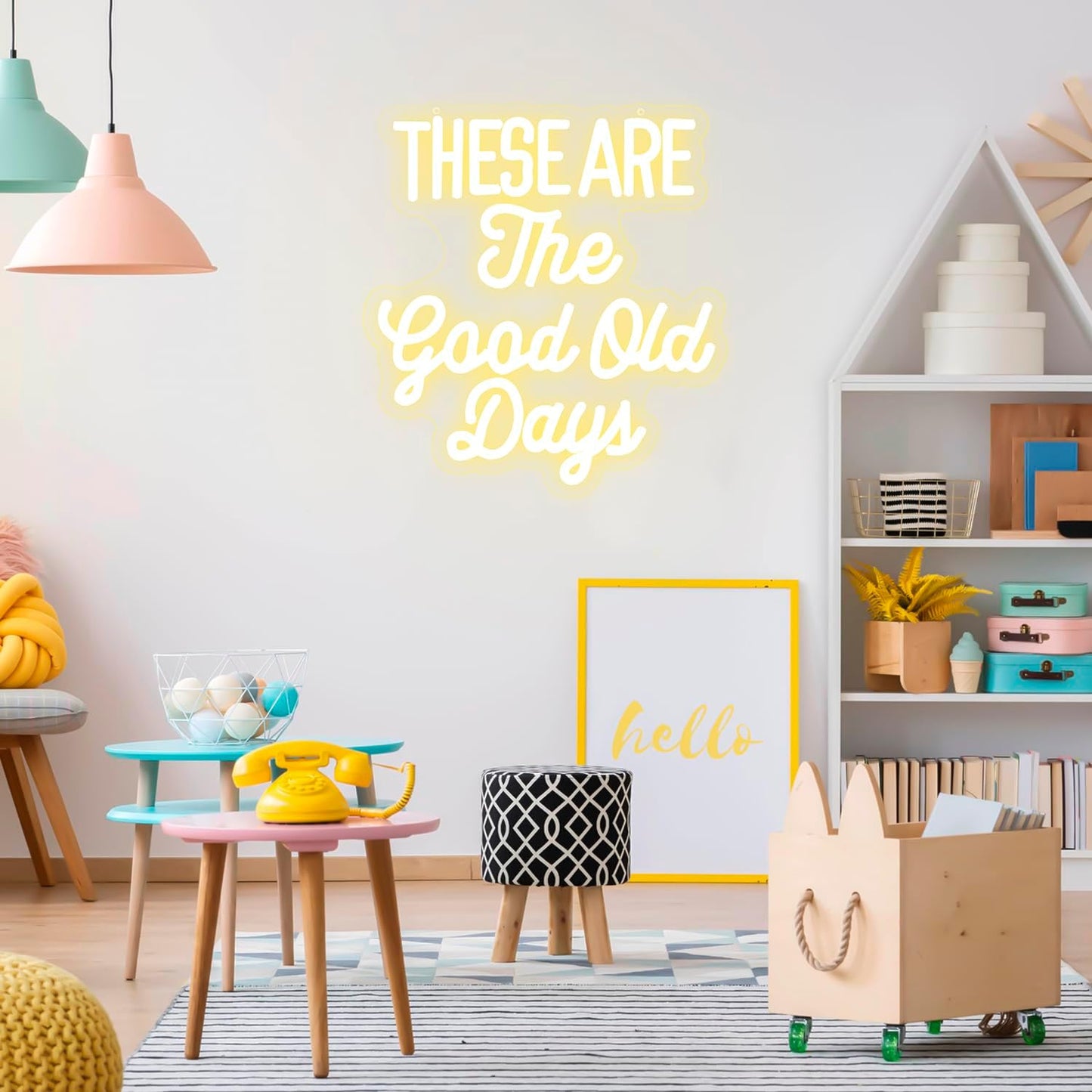 These Are The Good Old Days Neon Sign Dimmable Neon Signs for Wall Decor Inspirational LED Signs USB Light Up Sign for kids Girl Boy Room Wall Decor Nursery Bedroom Playroom Decoration Essentials