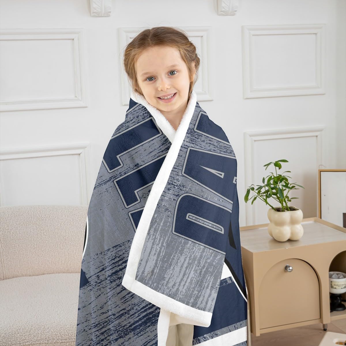 Erosebridal Cowboys Football Sherpa Blanket Boys Girls Fleece Throw Blanket Gridiron Gifts for City Fans Women Men Plush Bed Blankets Rugby Sports Fuzzy Plush, Navy Blue, 40"X50"