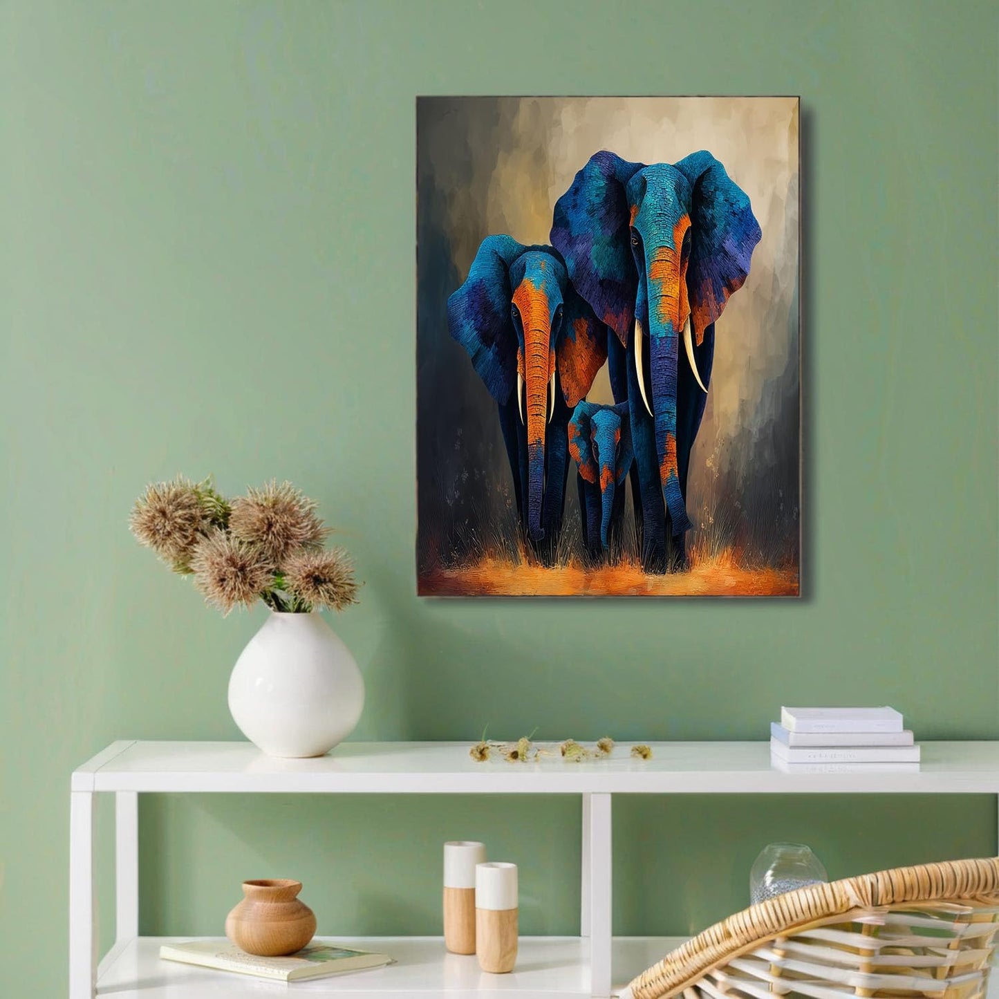 GDJSMIN Abstract Animal Texture Wall Art, Ferocious Elephant Pattern Poster for Reading Room Living Room Decor 12x 16 inch Unframed