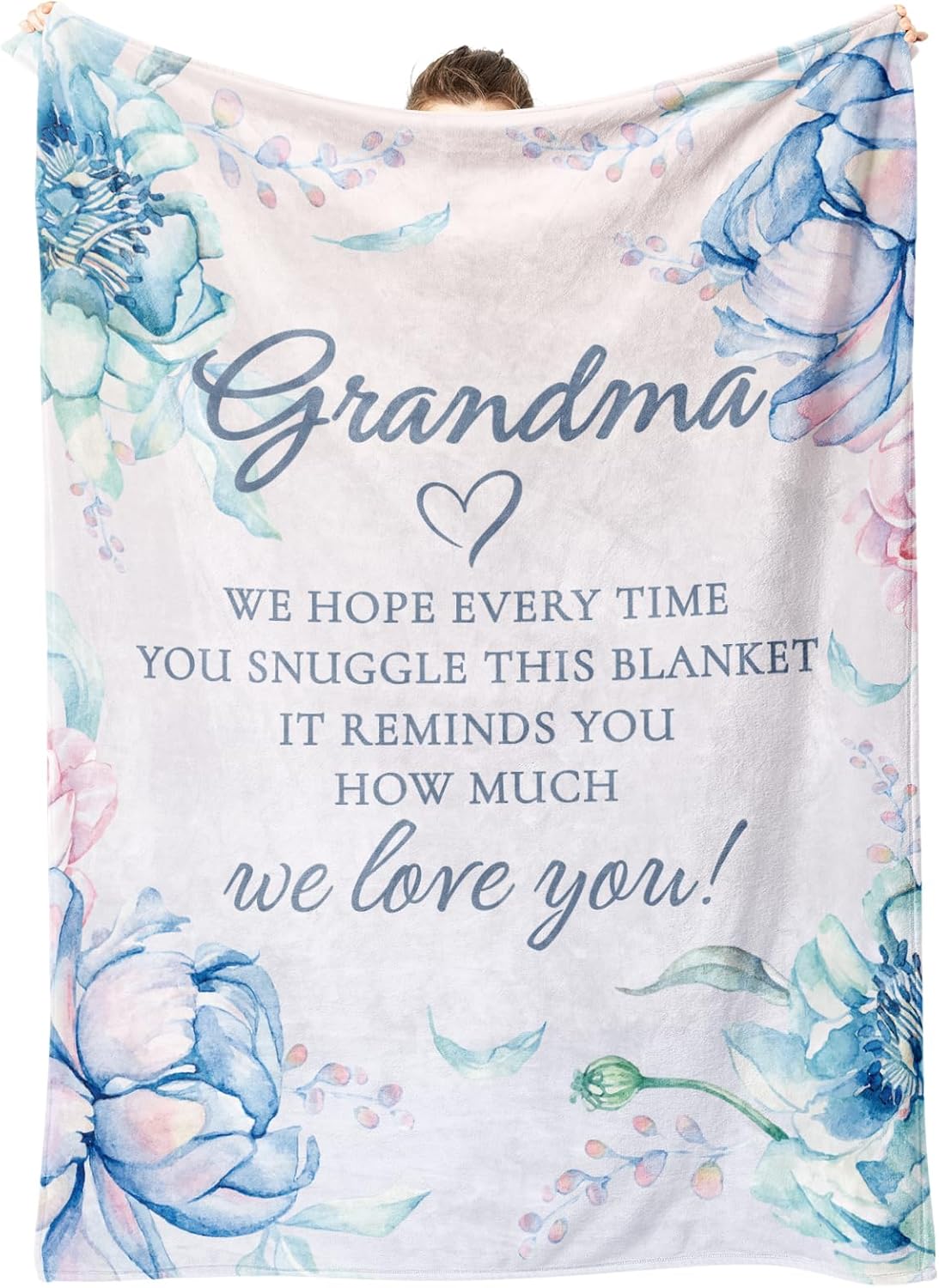 Afterprints Gifts for Grandma Blanket, Grandma Birthday Gifts, Presents for Grandmother from Grandkids on Grandparents Day, We Love You Soft Throw Blankets 60'' x 80''