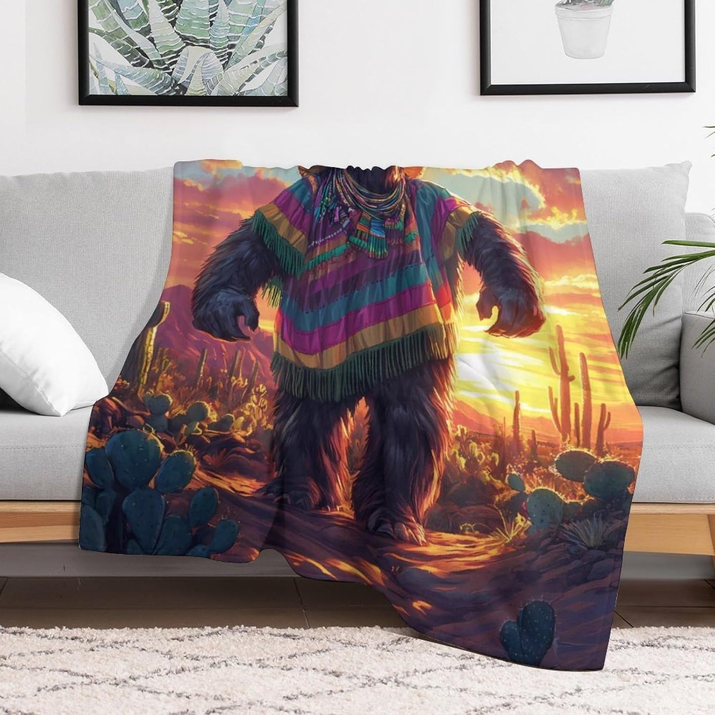 Guardian Bigfoot Sasquatch Throw Blanket for Couch Bed Plush Cozy Fuzzy Flannel Blanket for All Season 66"x90"
